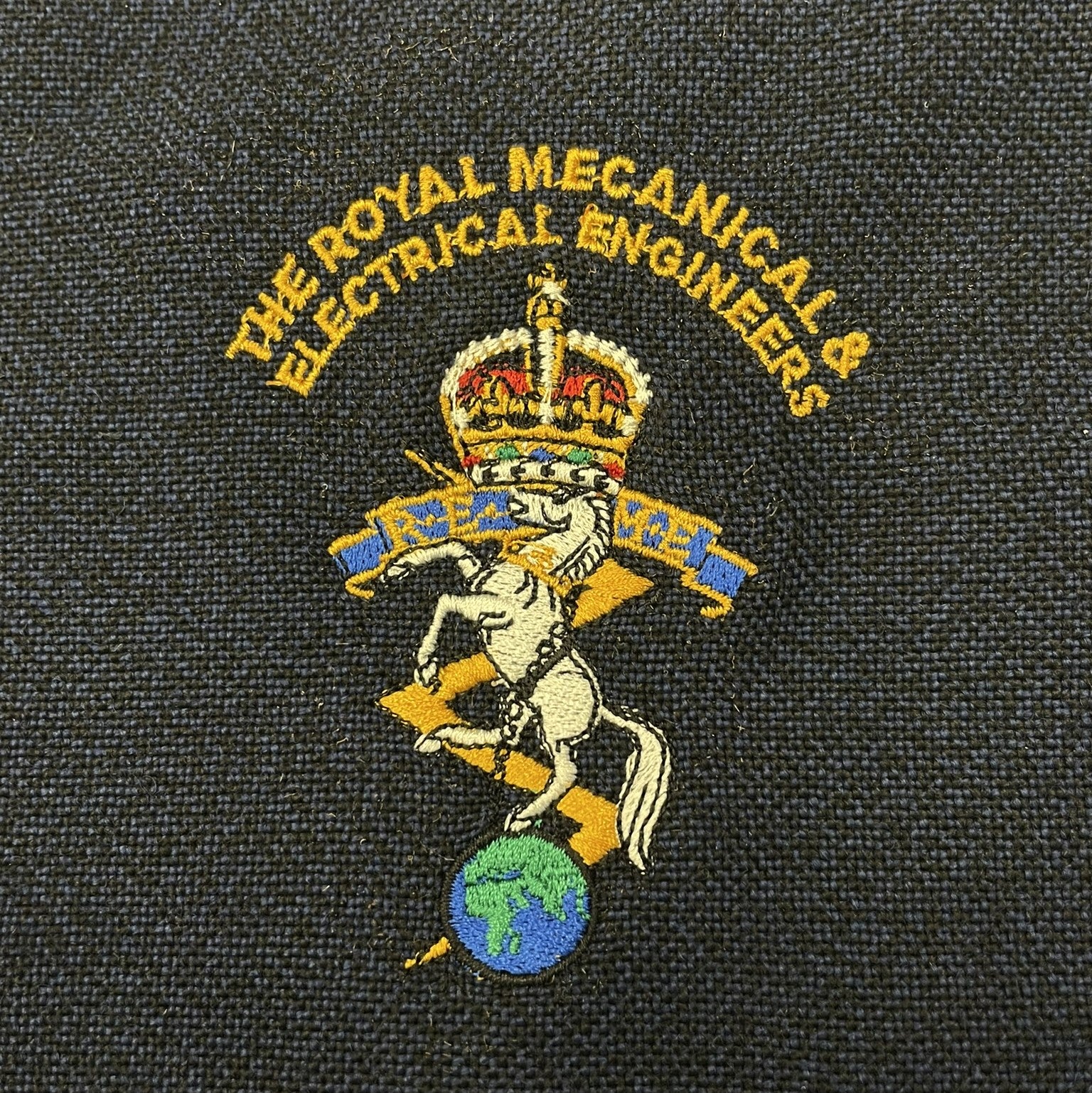 REME kings crown embroidered regimental clothing.
