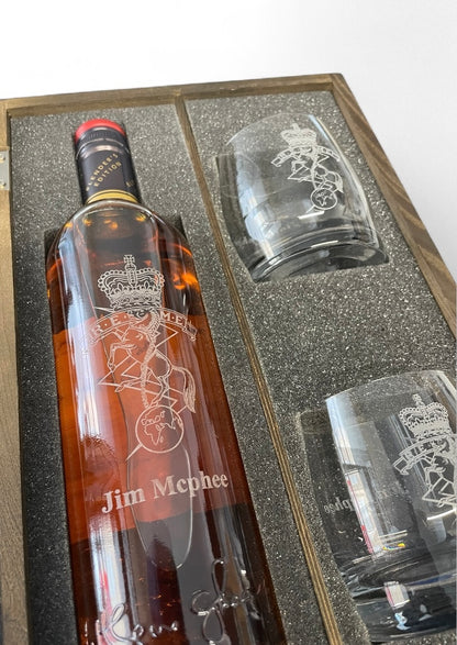 REME engraved whisky bottle.