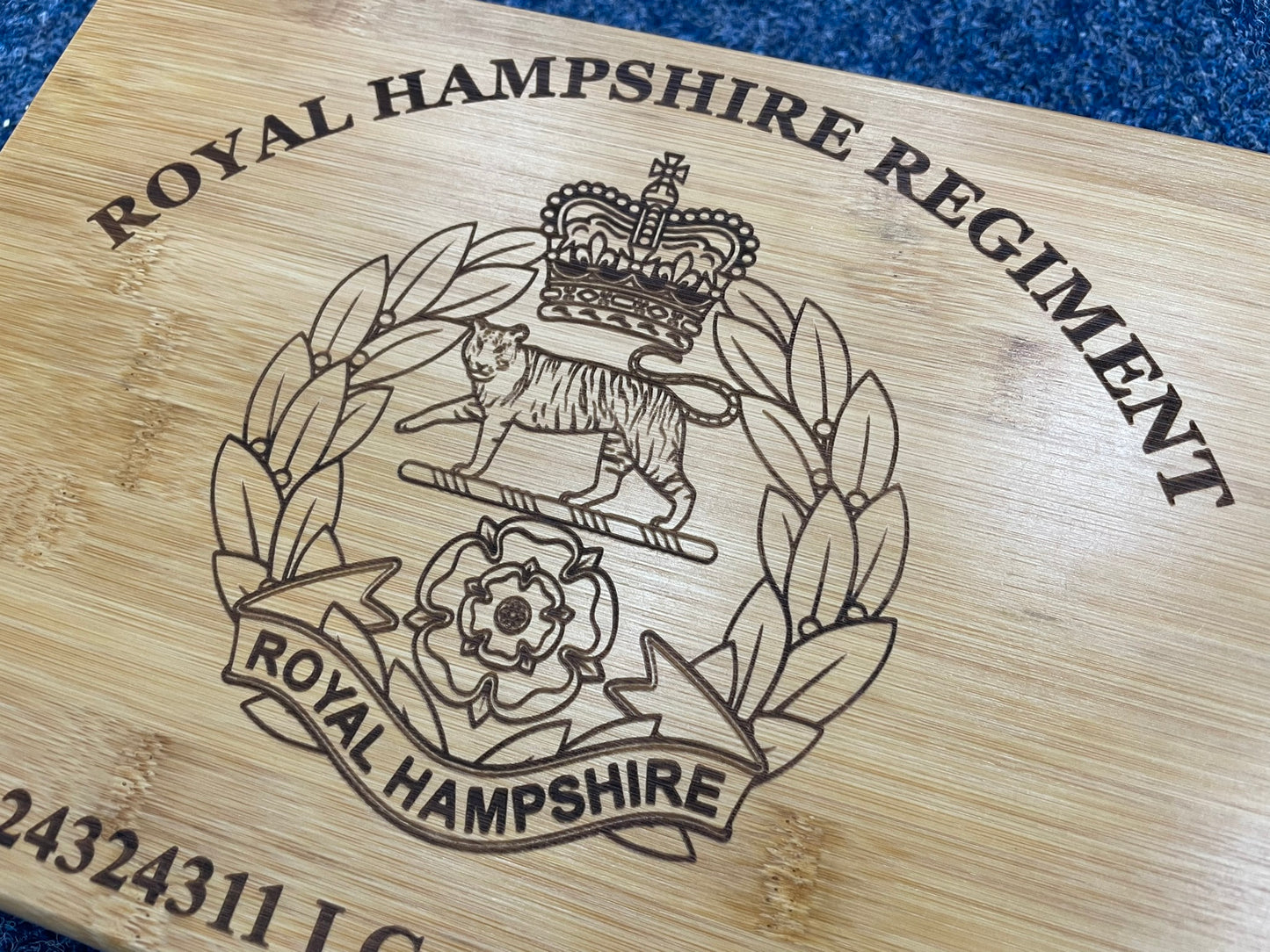 Royal Hampshire engraved personalised medal and memorabila storage box.