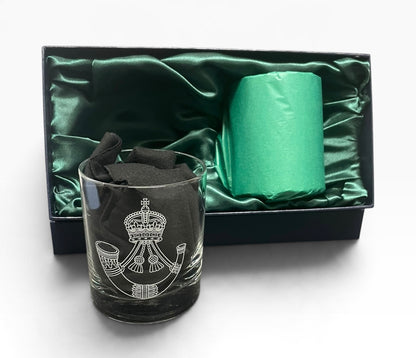 Rifles regiment personalised twin whisky glasses and gifts.