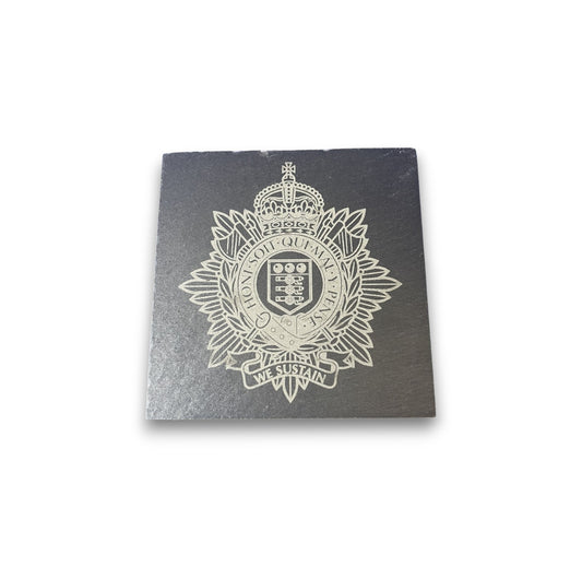 Royal Logistic Corps, RLC engraved slate coasters and gifts.