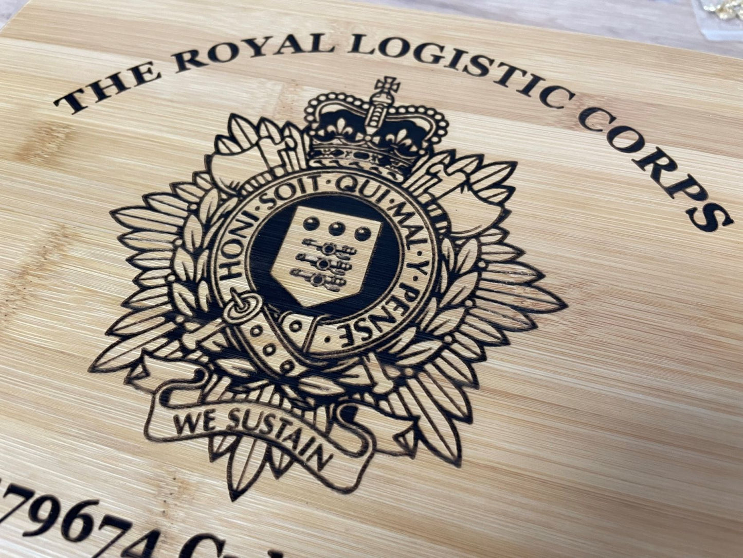 RLC engraved personalised medal and memorabila storage box.