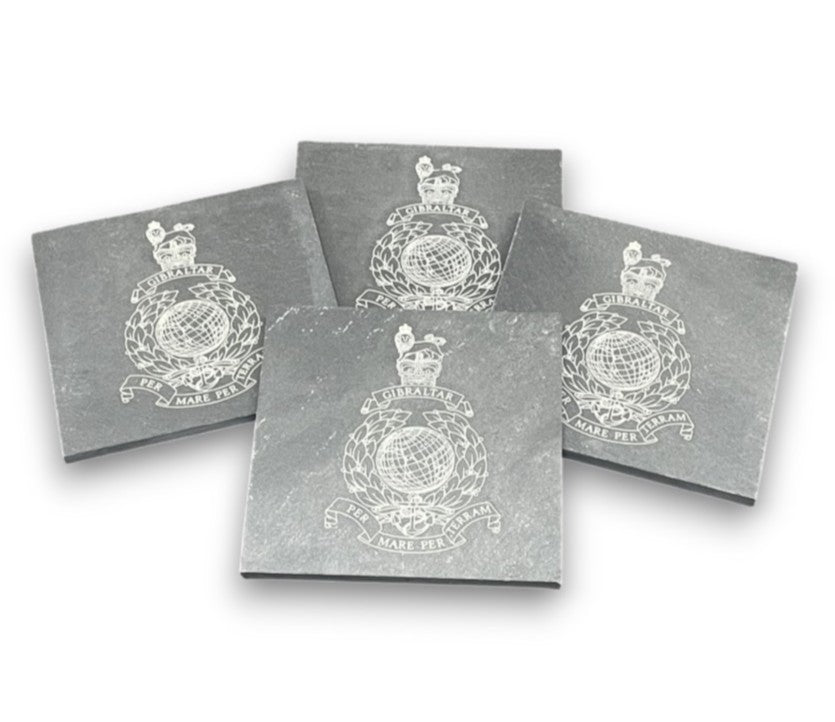 Royal Marines engraved slate coasters and gifts.