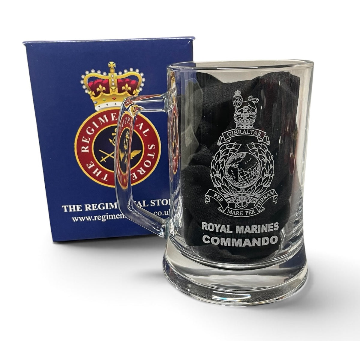 Royal Marines engraved beer glass