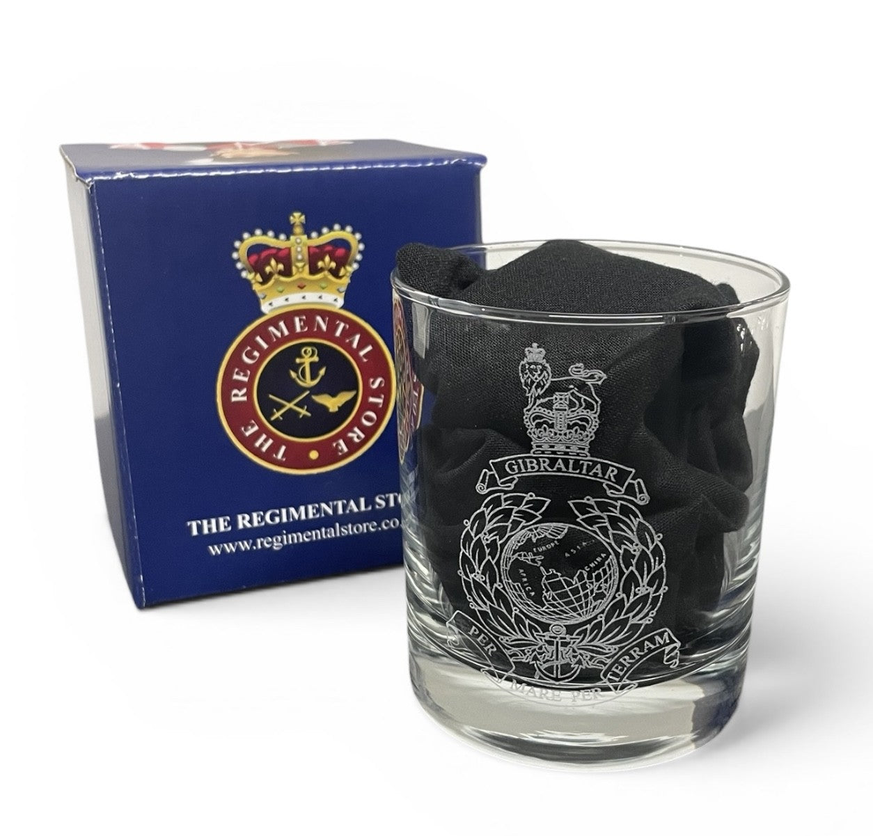 Royal Marines engraved personalised whisky glass gifts.