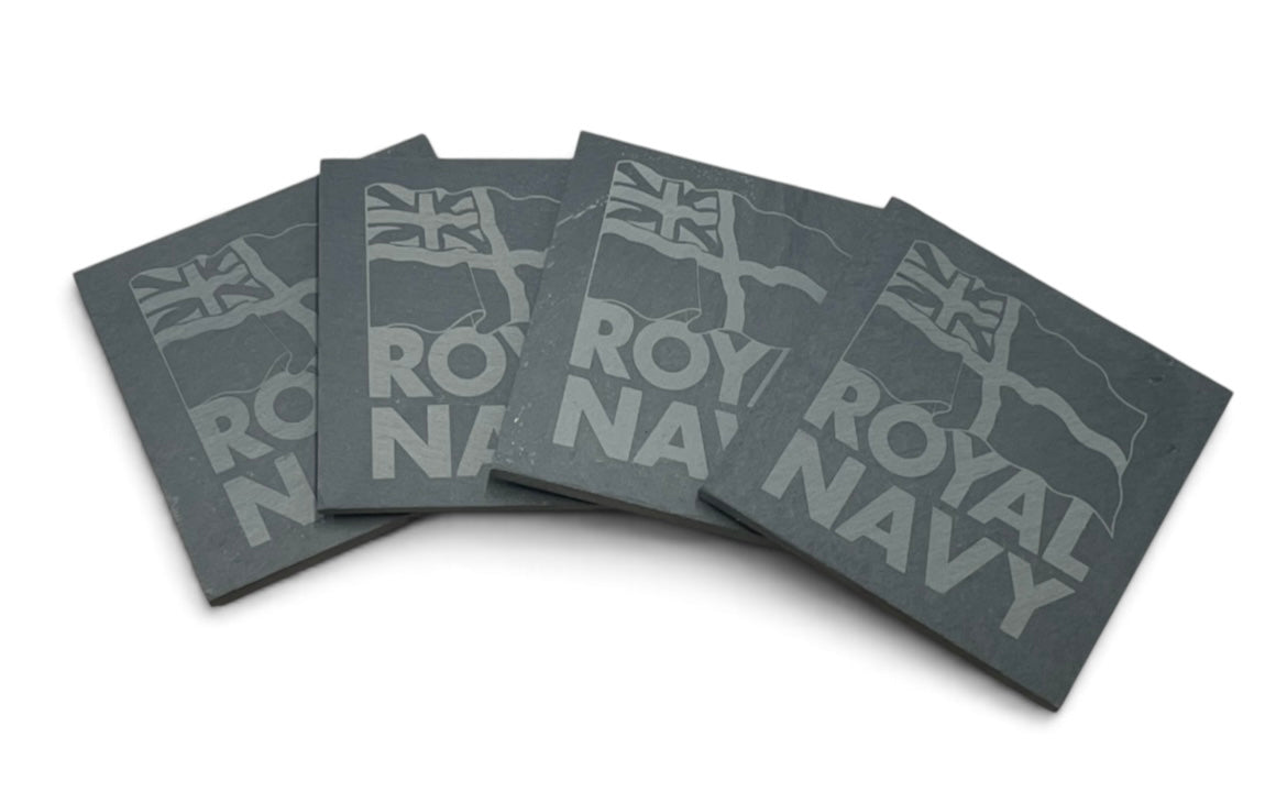 Royal Navy engraved slate coasters and gifts.