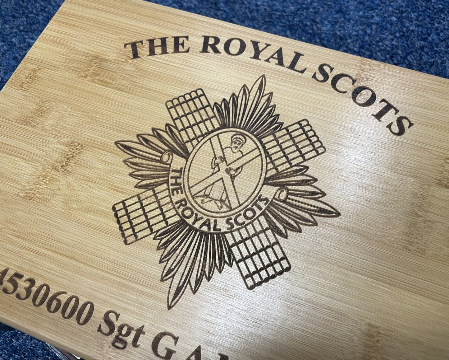 Royal Scots engraved personalised medal and memorabila storage box.