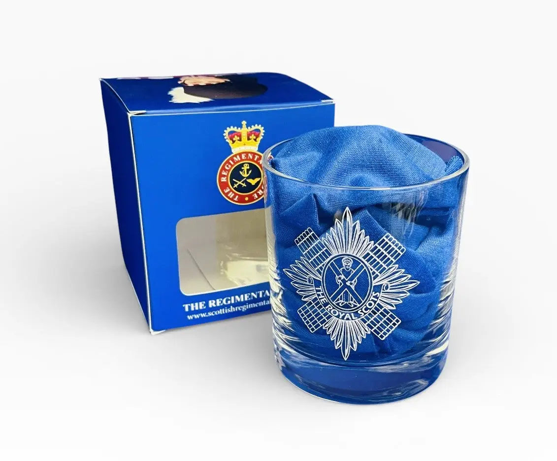 Royal Scots engraved whisky glass and gifts.