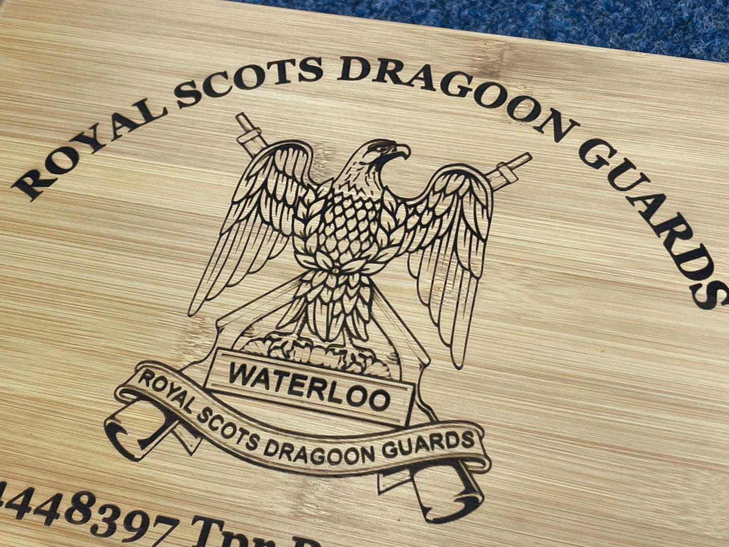 Scots DG engraved personalised medal and memorabila storage box.