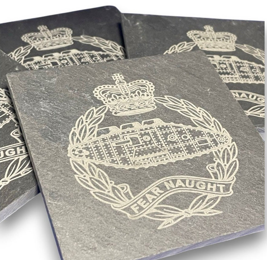 Royal Tank Regiment engarvedslate coasters and gifts.