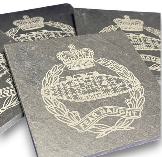 Royal Tank Regiment engarvedslate coasters and gifts.