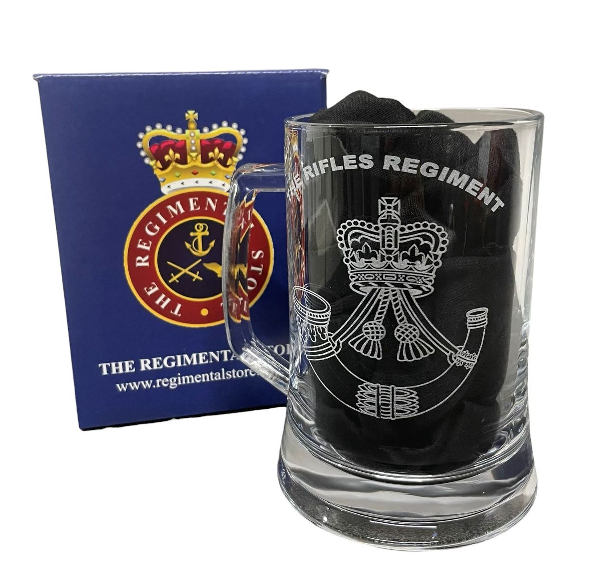 Rifles regiment engraved beer glass and gifts.
