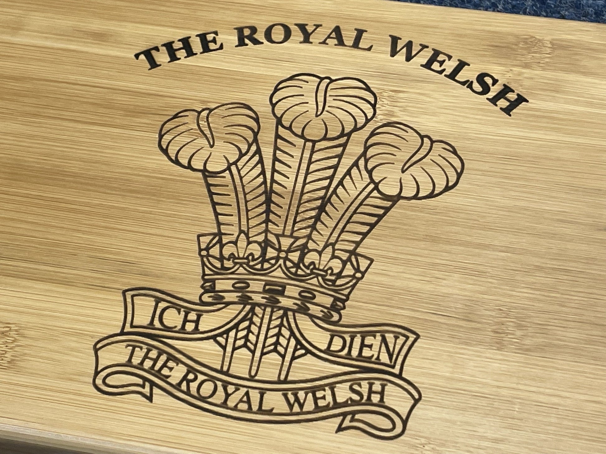 Royal Welsh engraved personalised medal and memorabila storage box.