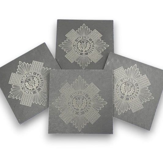 Scots Guards engraved slate coasters and gifts.