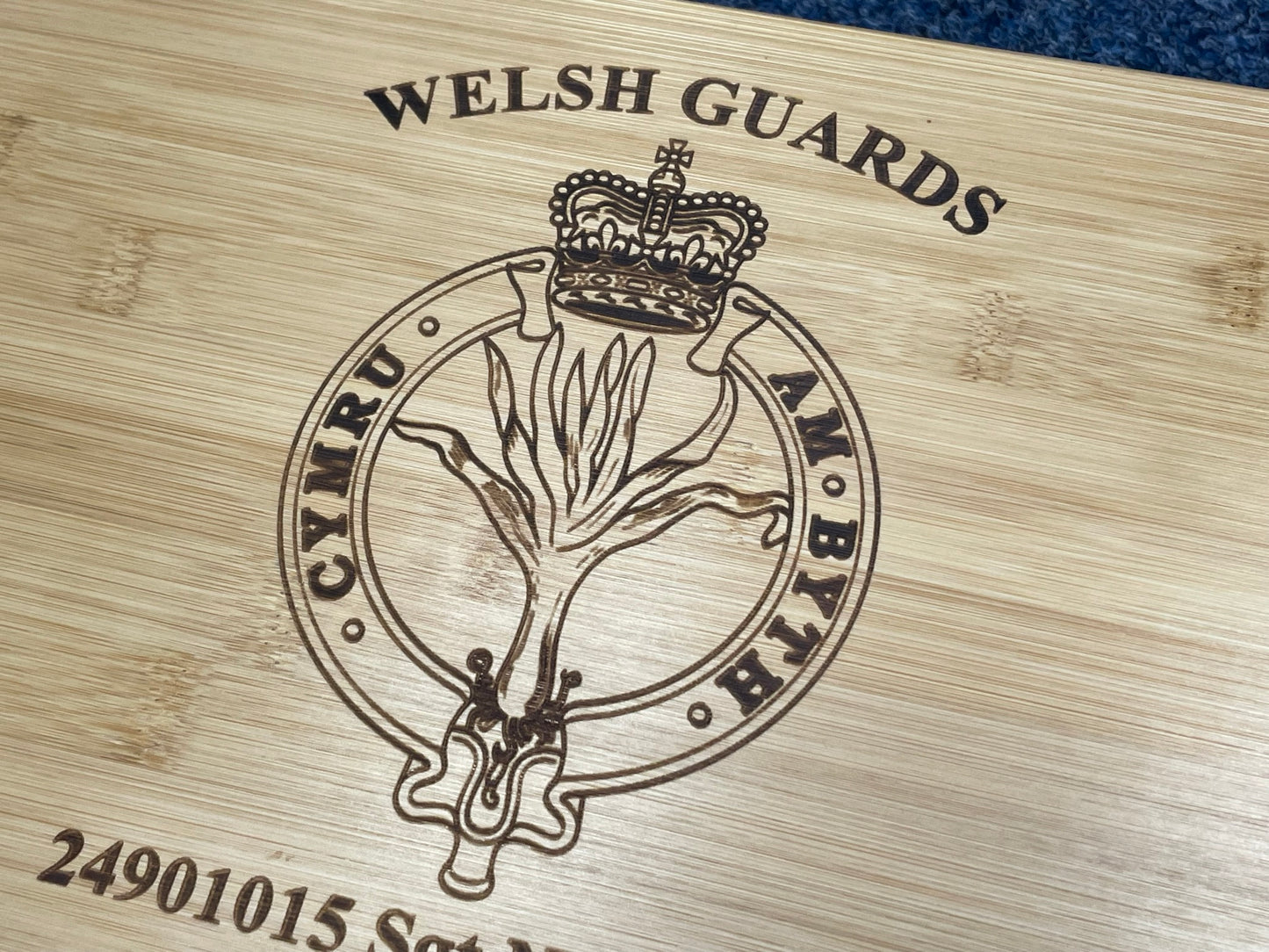 Welsh Guards engraved personalised medal and memorabila storage box.